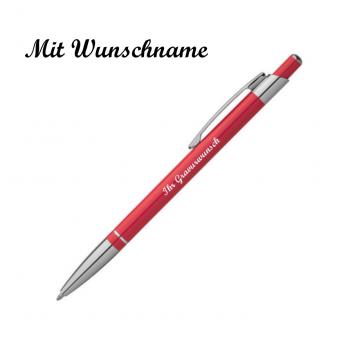 Kugelschreiber mit Namensgravur - aus Metall - slimline - Farbe: rot