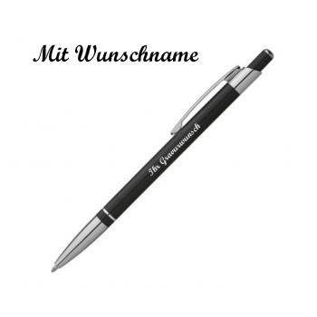 Kugelschreiber mit Namensgravur - aus Metall - slimline - Farbe: schwarz