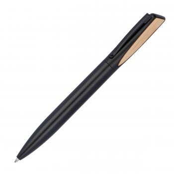 Kugelschreiber mit Namensgravur - aus Metall mit Bambusapplikation