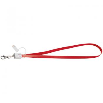 Ladekabel mit 4 verschiedene Anschlüssen / ideal zum Umhängen / Farbe: rot