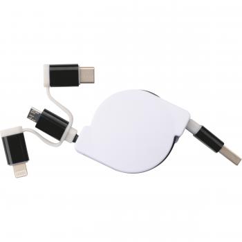 Ladekabel mit iOS, C-Type und Micro USB Anschluss mit Gravur / Farbe: schwarz