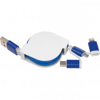 Ladekabel mit iOS, C-Type und Micro USB Anschluss mit Namensgravur - Farbe: blau