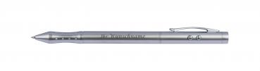 LED Edelstahl Kugelschreiber 4in1 mit Gravur / Mine: blau&rot / mit Laserpointer