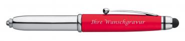 LED Touchpen Kugelschreiber mit Gravur / Farbe: silber-rot