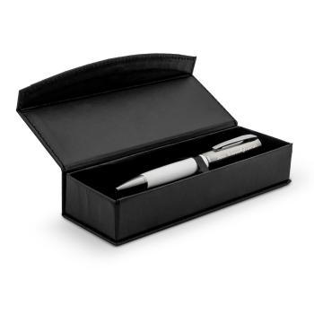 Luxuriöser Kugelschreiber mit Gravur / aus Metall / mit Geschenkbox / weiß