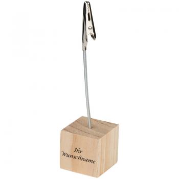 Memohalter mit Gravur / Notizzettelhalter / flexiblel / mit Holzsockel
