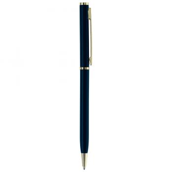 Metal-Kugelschreiber "slim" / mit goldfarbige Teile / Farbe: blau