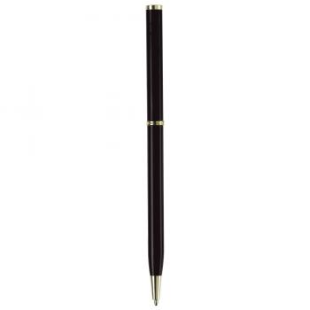 Metal-Kugelschreiber "slim" / mit goldfarbige Teile / Farbe: schwarz