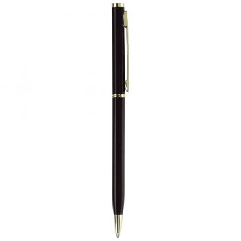 Metal-Kugelschreiber "slim" / mit goldfarbige Teile / Farbe: schwarz