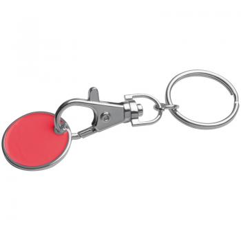 Metall Schlüsselanhänger mit Einkaufschip / Farbe: rot