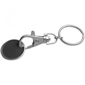 Metall Schlüsselanhänger mit Einkaufschip / Farbe: schwarz