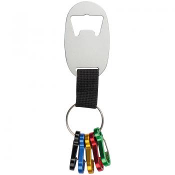 Metall-Schlüsselanhänger mit Flaschenöffner und 5 Minikarabinern