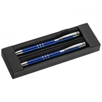 Metall Schreibset / Kugelschreiber + Druckbleistift / Farbe: blau