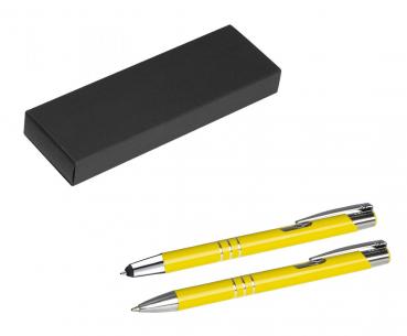 Metall Schreibset / Touchpen Kugelschreiber + Kugelschreiber / Farbe: sonnengelb
