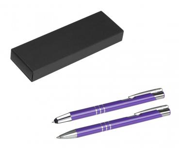 Metall Schreibset / Touchpen Kugelschreiber + Kugelschreiber / Farbe: violett