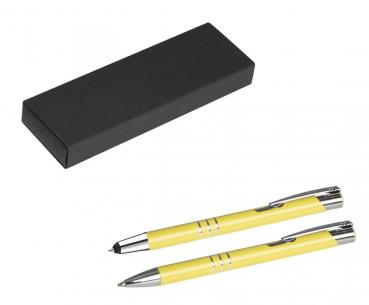 Metall Schreibset / Touchpen Kugelschreiber + Kugelschreiber / pastell gelb