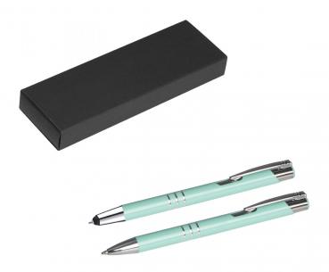 Metall Schreibset / Touchpen Kugelschreiber + Kugelschreiber / pastell mint