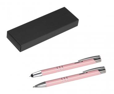 Metall Schreibset / Touchpen Kugelschreiber + Kugelschreiber / pastell rosa
