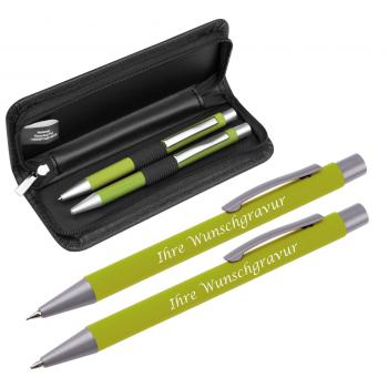 Metall-Schreibset mit Gravur / Kugelschreiber und Bleistift / Farbe: apfelgrün