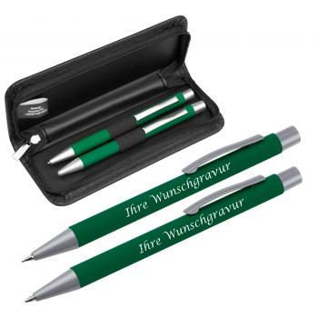 Metall-Schreibset mit Gravur / mit Kugelschreiber und Bleistift / Farbe: grün