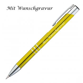 Metall Schreibset mit Gravur / Touchpen Kugelschreiber + Druckbleistift / gelb