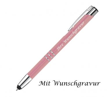 Metall Schreibset mit Gravur / Touchpen Kugelschreiber + Druckbleistift / rosé