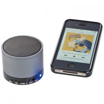 Mini Bluetooth Lautsprecher mit Gravur / mit USB-Anschluss / Farbe: silbergrau