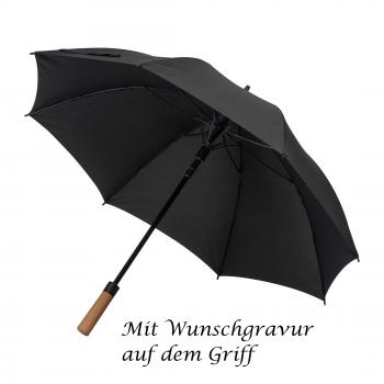MoLu Regenschirm Saint Barth mit Gravur / Griff aus Akazienholz / Farbe schwarz