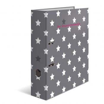 Motivordner mit pinkgefärbter Gravur / DIN A4 / 70mm breit / "Sterne"
