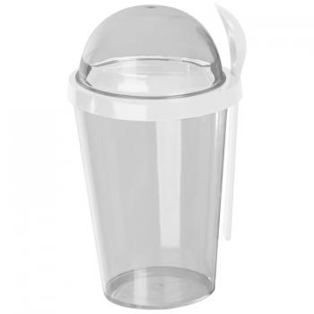 Müslibecher / Joghurtbecher aus Kunststoff mit Löffel, 300 ml