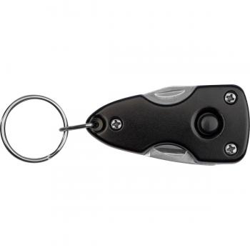 Multitool mit Gravur / mit LED und Schlüsselanhänger / Taschenmesser / schwarz