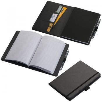 Notizbuch / DIN A5 / 160 linierte Seiten / aus Lederimitat / Farbe: schwarz