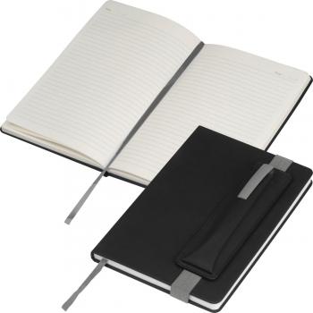 Notizbuch / DIN A5 / mit PU-Einband / 192 linierte Seiten / Farbe: schwarz-grau