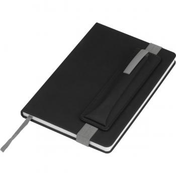 Notizbuch / DIN A5 / mit PU-Einband / 192 linierte Seiten / Farbe: schwarz-grau