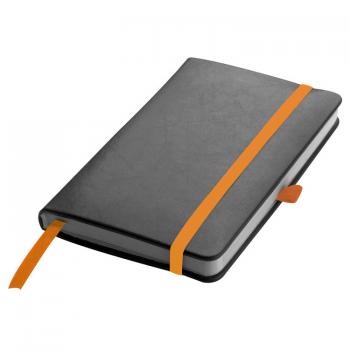 Notizbuch / DIN A6 / 160 Seiten / Farbe: schwarz mit orangen Lesebändchen