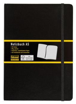 Notizbuch / Kladde / DIN A5 / kariert / cremefarbenes Papier / Farbe: schwarz