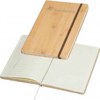 Notizbuch in Holzoptik mit Gravur  / DIN A5 / 160 linierten Seiten