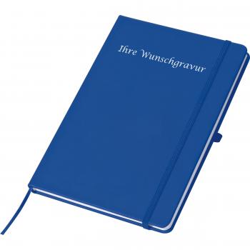 Notizbuch mit Gravur / DIN A5 / 160 linierte Seiten / PU Hardcover / Farbe: blau