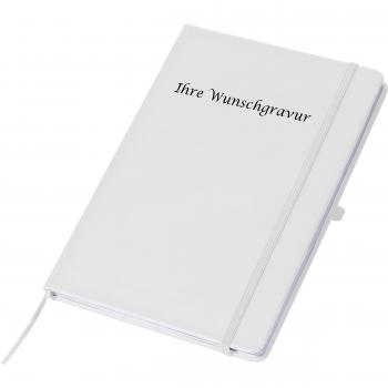 Notizbuch mit Gravur / DIN A5 / 160 linierte Seiten / PU Hardcover / Farbe: weiß