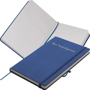 Notizbuch mit Gravur / DIN A5 / 160 S. / blanko / PU Hardcover / Farbe: blau