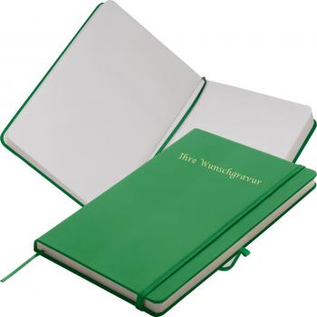 Notizbuch mit Gravur / DIN A5 / 160 S. / blanko / PU Hardcover / Farbe: grün