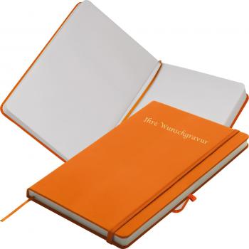 Notizbuch mit Gravur / DIN A5 / 160 S. / blanko / PU Hardcover / Farbe: orange