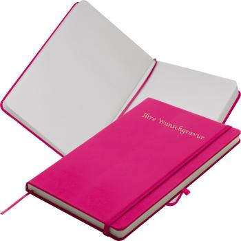 Notizbuch mit Gravur / DIN A5 / 160 S. / blanko / PU Hardcover / Farbe: pink