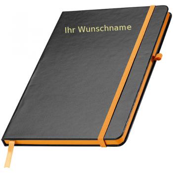 Notizbuch mit Gravur / DIN A5 / 160 S. / liniert / PU Hardcover / Farbe: orange