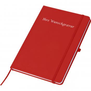 Notizbuch mit Gravur / DIN A5 / 160 Seiten / liniert / PU Hardcover / Farbe: rot