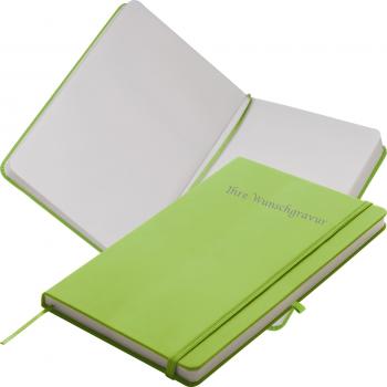 Notizbuch mit Gravur / DIN A5 / 160S. / blanko / PU Hardcover / Farbe: hellgrün