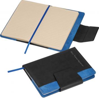Notizbuch mit Gravur / DIN A5 / mit Magnetverschluss / 160 Seiten / Farbe: blau