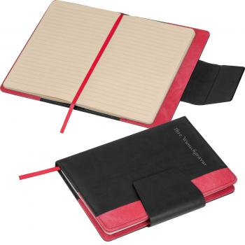 Notizbuch mit Gravur / DIN A5 / mit Magnetverschluss / 160 Seiten / Farbe: rot