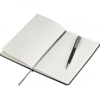 Notizbuch mit Gravur / DIN A5 / mit PU-Einband / liniert / Farbe: schwarz-grau