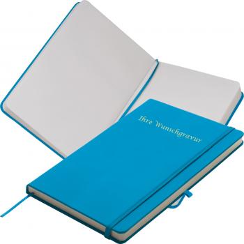 Notizbuch mit Gravur / DIN A6 / 160 S. / blanko / PU Hardcover / Farbe: türkis